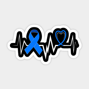 Child Abuse Awareness Shirts Heartbeat Blue Ribbon Sticker